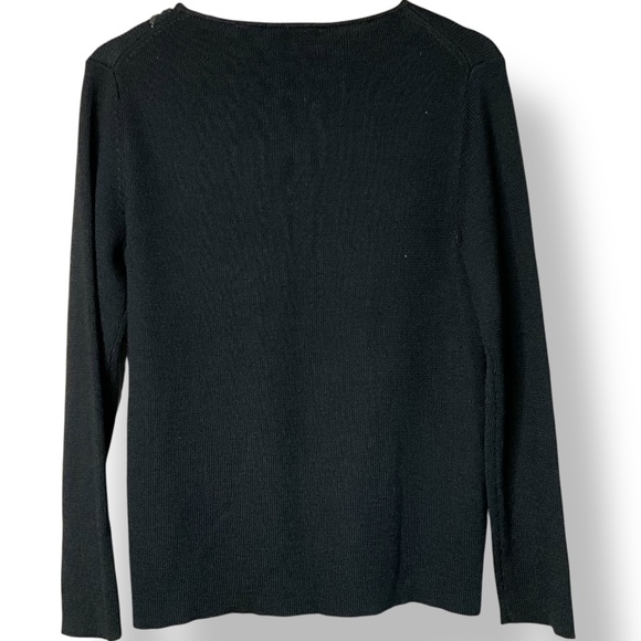 LIZ CLAIBORNE Liz Sport Black Merino Wool Blend Long Sleeve Crew Neck Sweater M - Picture 3 of 7